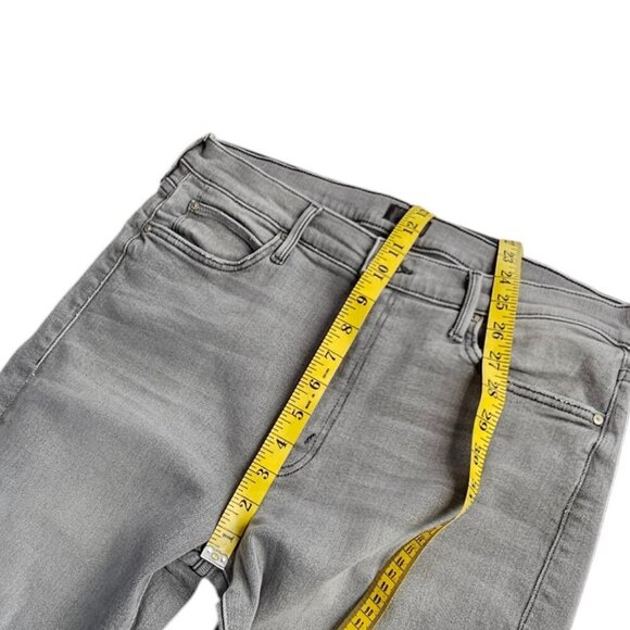 MOTHER The Rascal Mid-Rise Ankle-Fray Jeans, Noted, Grey Wash, Stretch Denim, 34 - Picture 4 of 11